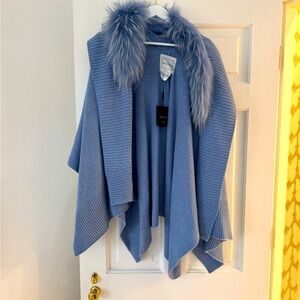Linda Richard’s new with tags blue shawl with fur